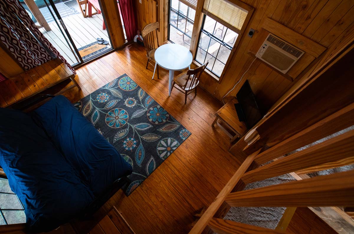 Small cabin loft view